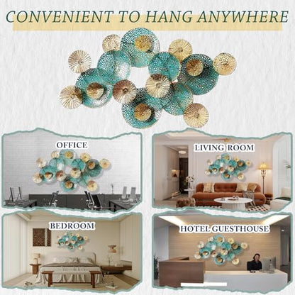 edaknez Large Metal Wall Art Decor, 47x27 Metal Lotus Leaf Wall Sculpture - color: B 47 inch x 27 inch