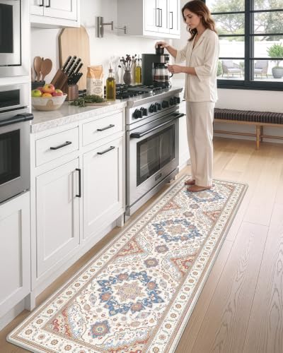 DEXI Kitchen Floor Mats Cushioned Anti Fatigue Runner Rug, 24x87 Beige - color: Light Beige, size: 87"L x 24"W x 0.4"Th