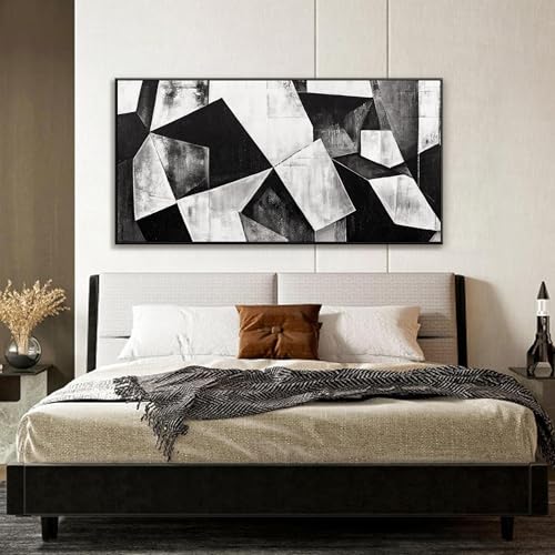 Framed Black And White Abstract Canvas Wall Art For Living Room 24 X 48 - color: Ink Black, size: 48"L x 24"W