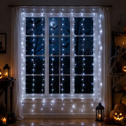 HEYFUNi Curtain Lights Plug in, 13FT x 6.5FT Window Icicle Lights, White - color: White, size: 13ft*6.5ft
