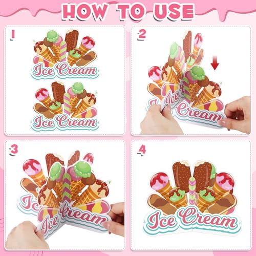 12 PCS Ice Cream Party Decorations Ice Cream Honeycomb Centerpiece - style: Ice Cream
