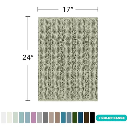 Turquoize Small Bathroom Rug 17x24, Soft Chenille Bath Rug, Eucalyptus - color: Eucalyptus, size: 17" x 24"