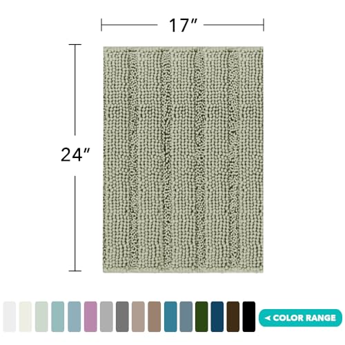 Turquoize Small Bathroom Rug 17x24, Soft Chenille Bath Rug, Eucalyptus - color: Eucalyptus, size: 17" x 24"