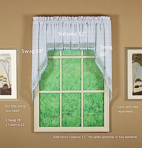 Today's Curtain Adirondack 2-Tone Crochet Swag 38", White/Blue, 60W x 38L - color: White/ Blue, size: 60"W x 38"L (Pack of 1)
