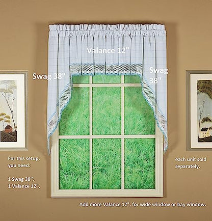Today's Curtain Adirondack 2-Tone Crochet Swag 38", White/Blue, 60W x 38L - color: White/ Blue, size: 60"W x 38"L (Pack of 1)