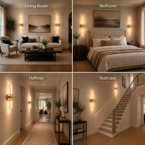 Battery Operated Wall Sconces Set of 2, 10000mAh Rechargeable Wall Light - color: Gold, size: 18 inch
