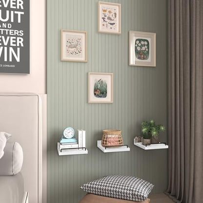 RYOFOBETTO Small Floating Shelf, 6 X 6 Inches Farmhouse Wall Shelves for Living Room, Bedroom, Picture Frames, Plants, Kitchen, Set of 3 (White and Black) - color: White and Black, size: 6"