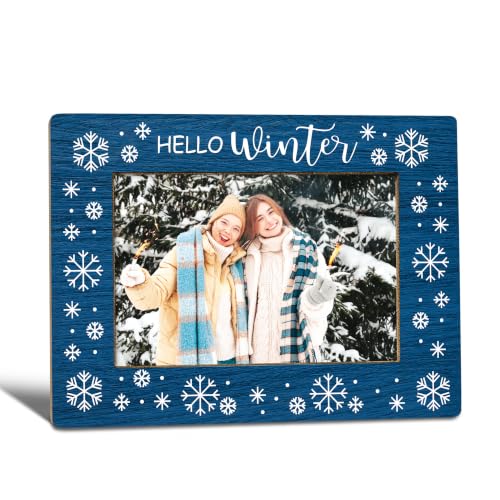 Blue Snowflake Picture Frame, Hello Winter Photo Frame 4x6 - color: blue snowflake