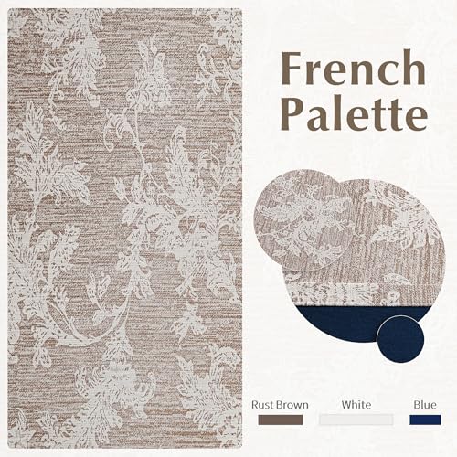 FMFUNCTEX Rust Brown Floral Jacquard Blackout Curtains, 108 Inches,2 Panels - color: Rust Brown, size: 52"W x 108"L (Pack of 2)