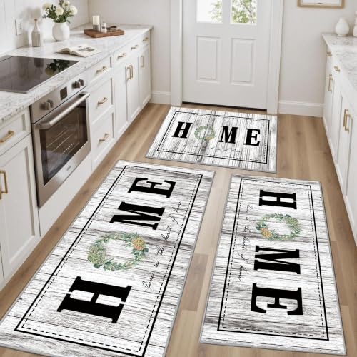 Kitchen Rugs Non Slip Washable Farmhouse Kitchen Mats for Floor, Grey - color: Home-grey1, size: 24"x32"+24"x48"+24"x59"