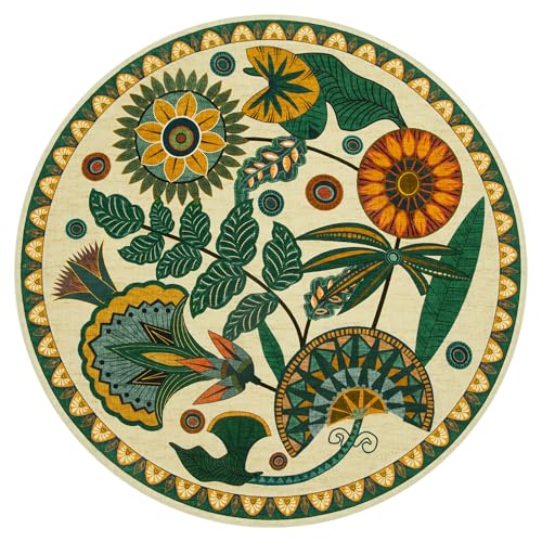 Joydeco Washable Round Rugs 6FT, Circle Area Rug for Bedroom Living Room - color: Beige, size: 6' (Round)