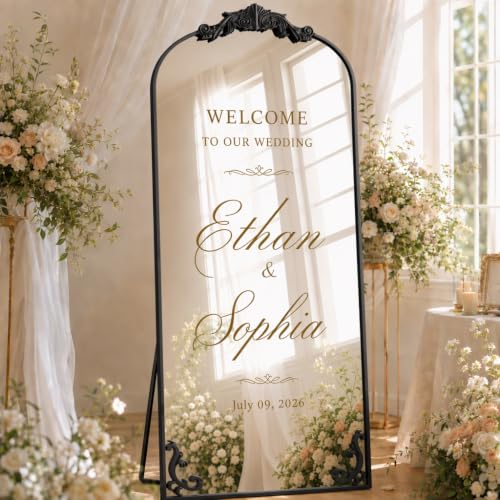 Easly 32"X71" Black Full Length Mirror, Vintage Floor Mirror for Home Decor - color: Black, size: 71"L x 32"W