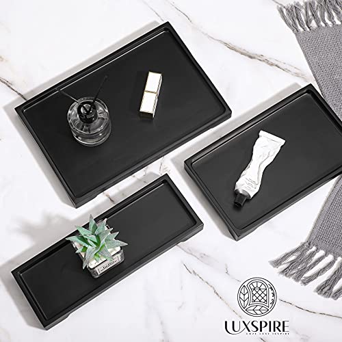 Luxspire Marble Tray for Soap Dispenser Perfume Jewelry, L, Matte Black - color: C - Black, style: Large