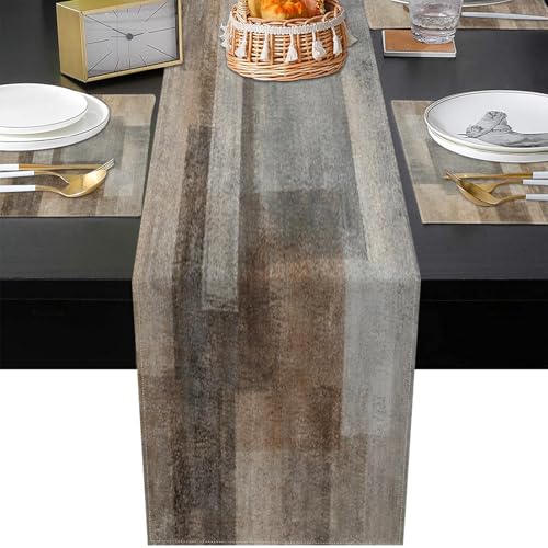 ArtSocket Table Runner and Placemats Set of 6, Art Brown Grey Art Dining - color: Abstract Brown