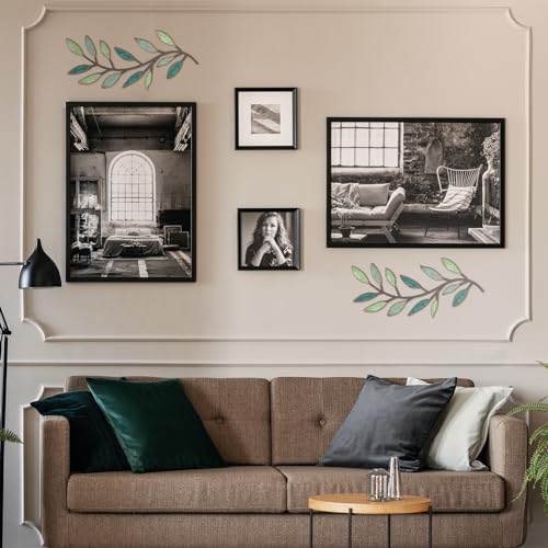 Zhengmy 2 Pcs Metal Leaf Wall Art Vine Branch Decor,Gradient Green - color: Gradient Green