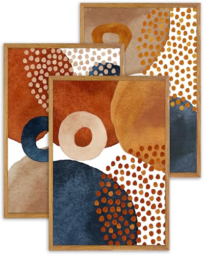 UPWOIGH Mid Century Abstract Framed Wall Art Set of 3, 16 x 24 Inch - color: Colourful, size: 24"L x 16"W