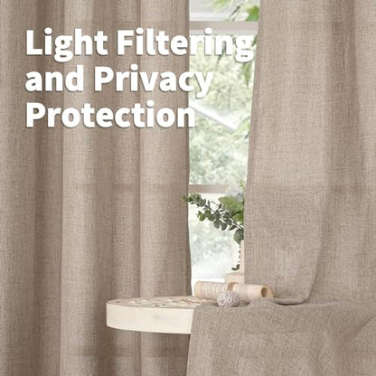 YoungsTex 68 Inch Length Burlap Linen Curtains 2 Panels Set for Living Room - color: Dark Oatmeal, size: 52"W x 68"L (Pack of 2)