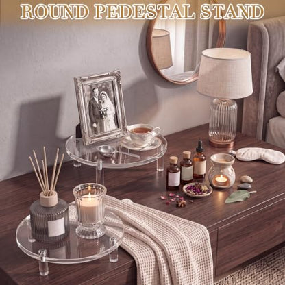3 Pcs Round Acrylic Risers Clear Small Display Stands, 10" - size: 10”