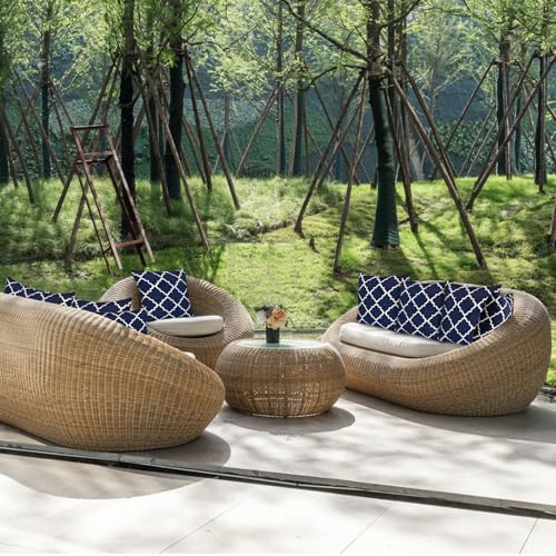 JMGBird Navy Blue Outdoor Pillows Waterproof Outdoor Pillow Cover with Insert - color: Blue-black