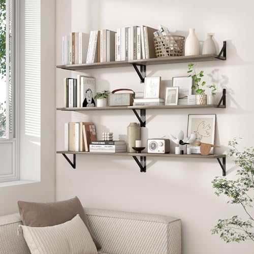 Axeman 24 Inch Floating Shelves, 8 Inch Deep Grey Wall Shelves Set of 2 - color: Grey, size: 23.6 Inch