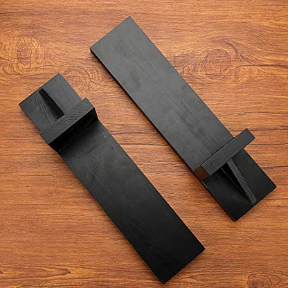 OwnMy 2PCS Wood Wall Candle Sconces Rustic Wall Mount Pillar Candle Sconces - color: Black