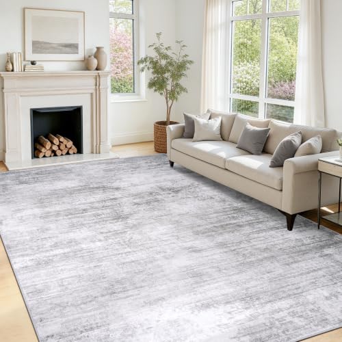 Tosuoka 5x7 Area Rugs for Living Room, Washable Gray Abstract Rug - color: Grey, size: 5' x 7' (Rectangular)