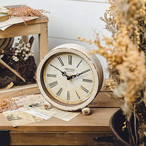 NIKKY HOME Vintage Metal Table Clock, Silent Non-Ticking
