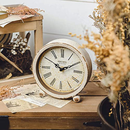 NIKKY HOME Vintage Metal Table Clock, Silent Non-Ticking