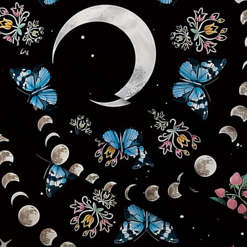 WEENEO Boho Butterfly Moon Tapestry Wall Hanging,Purple Floral,60x40 Inch - color: Black, size: 40"L x 60"W