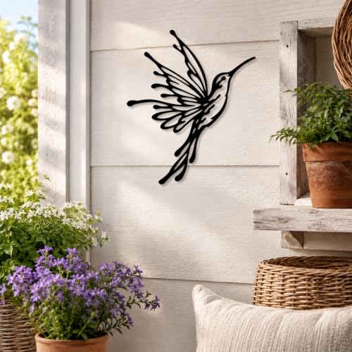 Pinetree Art Black Metal Hummingbird Wall Art Farmhouse Birds Wall Decor - color: Hummingbird