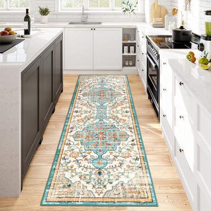 Pauwer Hallway Runner Rug 2x6, Washable Boho Kitchen Runner, Blue Multi - color: Blue Multi, size: 2' x 6' (Runner)