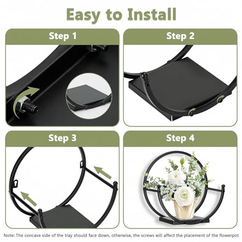 Wall Plant Holders for Indoor Plants, Round Mounted Frame, 2 Pack - size: 11 inches x 5.9 inches x 11 inches