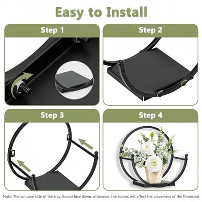 Wall Plant Holders for Indoor Plants, Round Mounted Frame, 2 Pack - size: 11 inches x 5.9 inches x 11 inches
