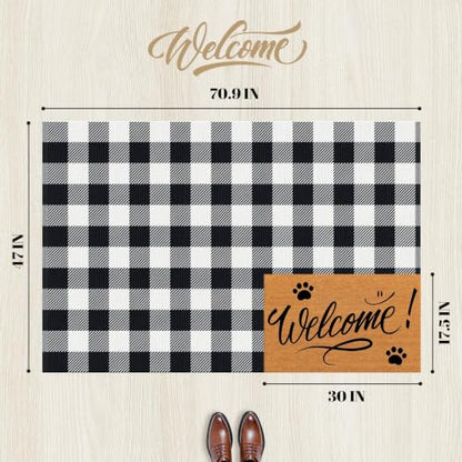 Outdoor Rugs, Black and White Area Rug Checkered 4’ x 6’ - color: Black & White, size: 4' x 6' (Rectangular)