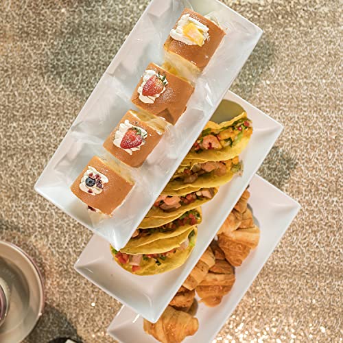 Gomakren 3 Tier Serving Stand, 14 Inch White Serving Platter with Trays - color: Gold, size: 15.7" x 13.5" x 9.2"