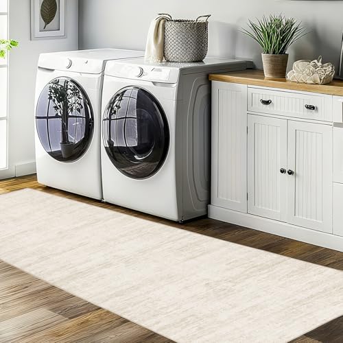 2x5 Washable Runner Rugs，Modern Abstract Rug Runner,Ultra-Thin Kitchen Runner Rug Non-Slip Backing Entryway Runners,Bathroom Carpet for Hallways,Bedroom，Laundry Room - color: Beige, size: 2' x 5' (Runner)