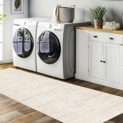 Hallway Runner Rug 3x6 - Washable Kitchen Rugs Non Slip，Stain Resistant Entryway Rug Runner Abstract Soft Runners for Hallways，Dining Living Room Bedroom - color: Beige, size: 3' x 6' (Runner)