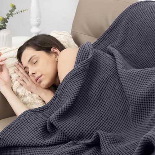 100% Cotton Waffle Weave Throw Blanket, Grey, 50"x60"inch - color: Grey, size: Throw (50" x 60")