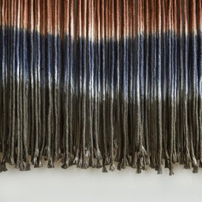 Flber Macrame Wall Hanging Blue Dip Dye for Bedroom 27" W x 19" L - color: Brown and Blue, size: 27"W*19"L