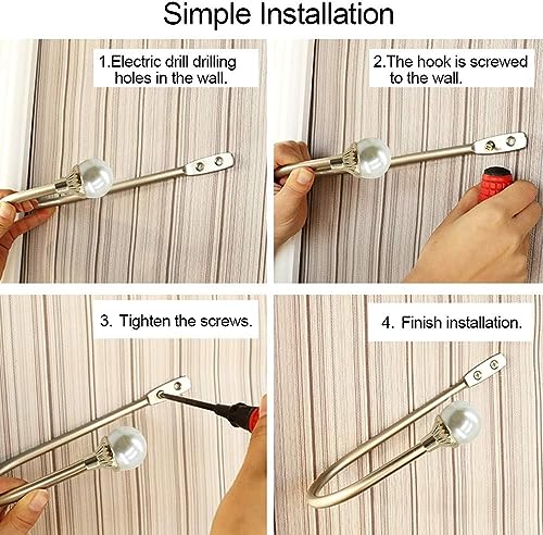COCIVIVRE 4 Pack Curtain Holdbacks Wall Mounted Curtain Tiebacks Hooks - color: Golden, size: 4 Pack
