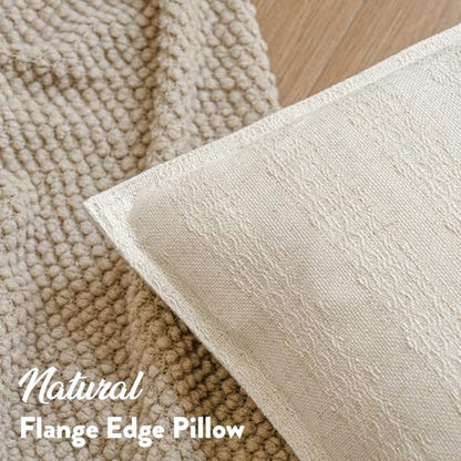 MOROCO Linen Striped Throw Pillow Covers 12x20 Set of 2, Beige - color: Beige, size: 20" x 12" (Pack of 2)
