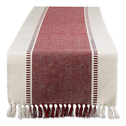DII Dobby Stripe Table Runner, 13x72, Redwood & Cream Background - color: Redwood, size: 13x72"
