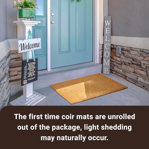 KANKUN Coco Coir Door Mat with Heavy Duty Backing, Welcome Doormat (17" x 30"), Doormat Entrance (Plain - 2Pack) - color: Plain - 2pack