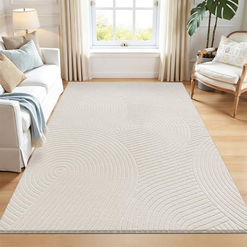 U'Artlines 5x7ft Washable Area Rug for Living Room, Beige - size: 5 x 7ft