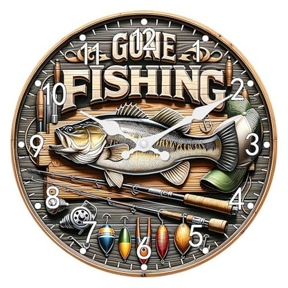 Rustic Wood Fish Wall Clock for Bedroom 14 Inch - color: Brown2, size: 14 Inch