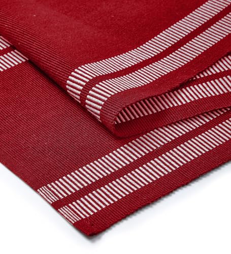 Encasa XO Table Runner, Yarn Dyed Ribbed Cotton 13"x72" - color: Ladder Red, size: 13x72 in