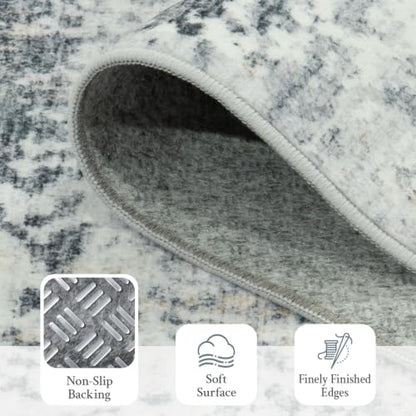 Washable Runner Rug Non Slip 2.6x8 for Kitchen Hallway Entryway - color: Grey, size: 2'6" x 8' (Runner)