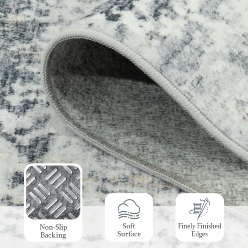 5x7 Area Rugs for Living Room Bedroom, Washable Non Slip Grey Rug - color: Grey, size: 5' x 7' (Rectangular)