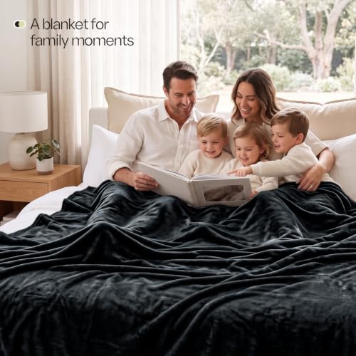 Soft Fleece Blanket for Bed Queen Size Black (90x90 Inch) - color: Black, size: Queen (90x90 Inch)