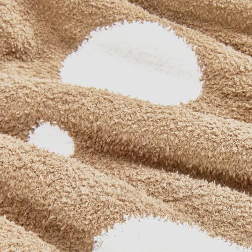 CozeCube Reversible Knit Throw Blanket, Beige White Polka Dot, 50"x60" - color: D-beige and White, size: 50"x60"